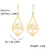 Lucktune Tree of Life Water Drop Earrings Women's Stainless Steel Hollow Geometric Earrings Vintage Jewelry Lucky Gifts Sale