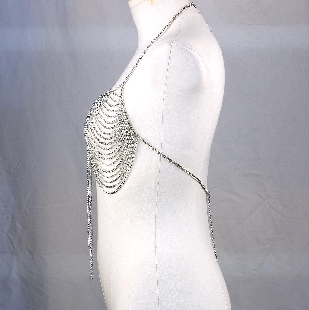 Sexy Multi-layer Tassel Metal Body Chain Necklace for Women