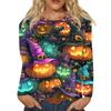 Dames casual top met lange mouwen en Halloweenprint, ronde hals