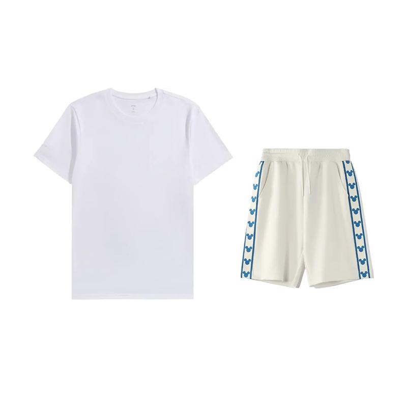 

Li-Ning Solid Color Round Neck Pullover Short Sleeve Loose Comfortable Shorts Casual Sports Suit Unisex suit AHSUA49-1+YKSV129-1 S