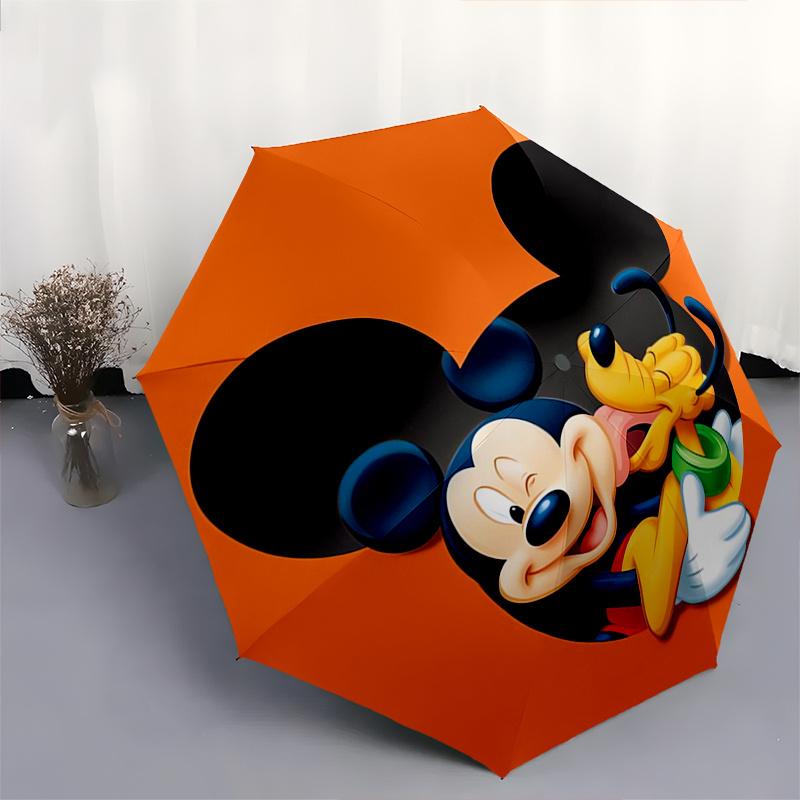 Mickey Mouse Pluto Automatic Umbrella - Tri-fold Portable Umbrella, Best Holiday Gift for Men and Women, Durable Iron Frame, Playful Design,