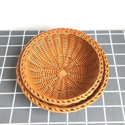 Storage Basket Handcrafted Quick Drainage PP Large Rattan Wave Wicker Serving Basket Kitchen Utensils