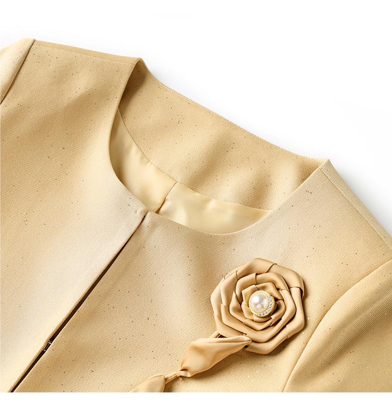 High-Quality Floral 3D Round Neck Jacket & Dress Two-Piece Set for Women