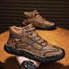 Italian Brand High-Grade Genuine Leather Men's Fleece-Lined High-Top Casual Sports Shoes