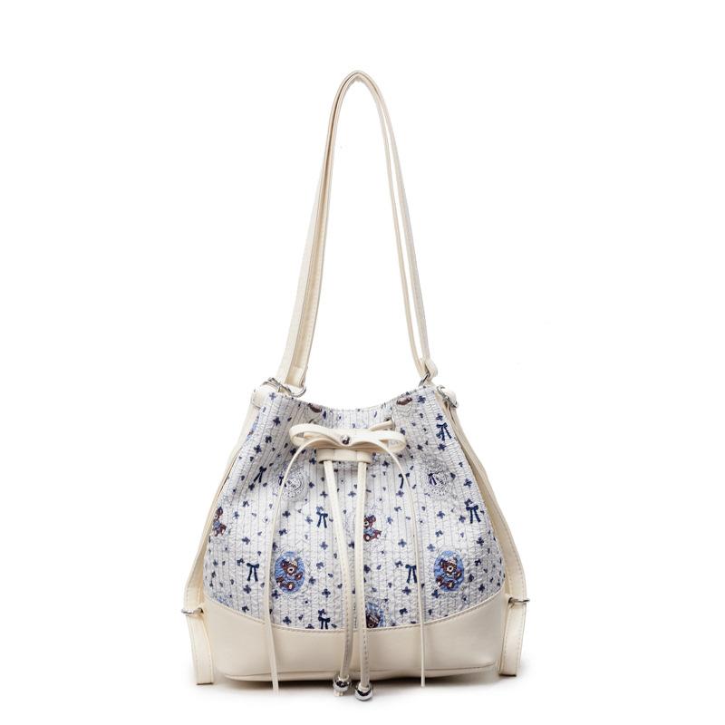 Printed Simple Niche Bucket Bag Summer Popular Shoulder Bag Plaid Commuter Backpack Tide