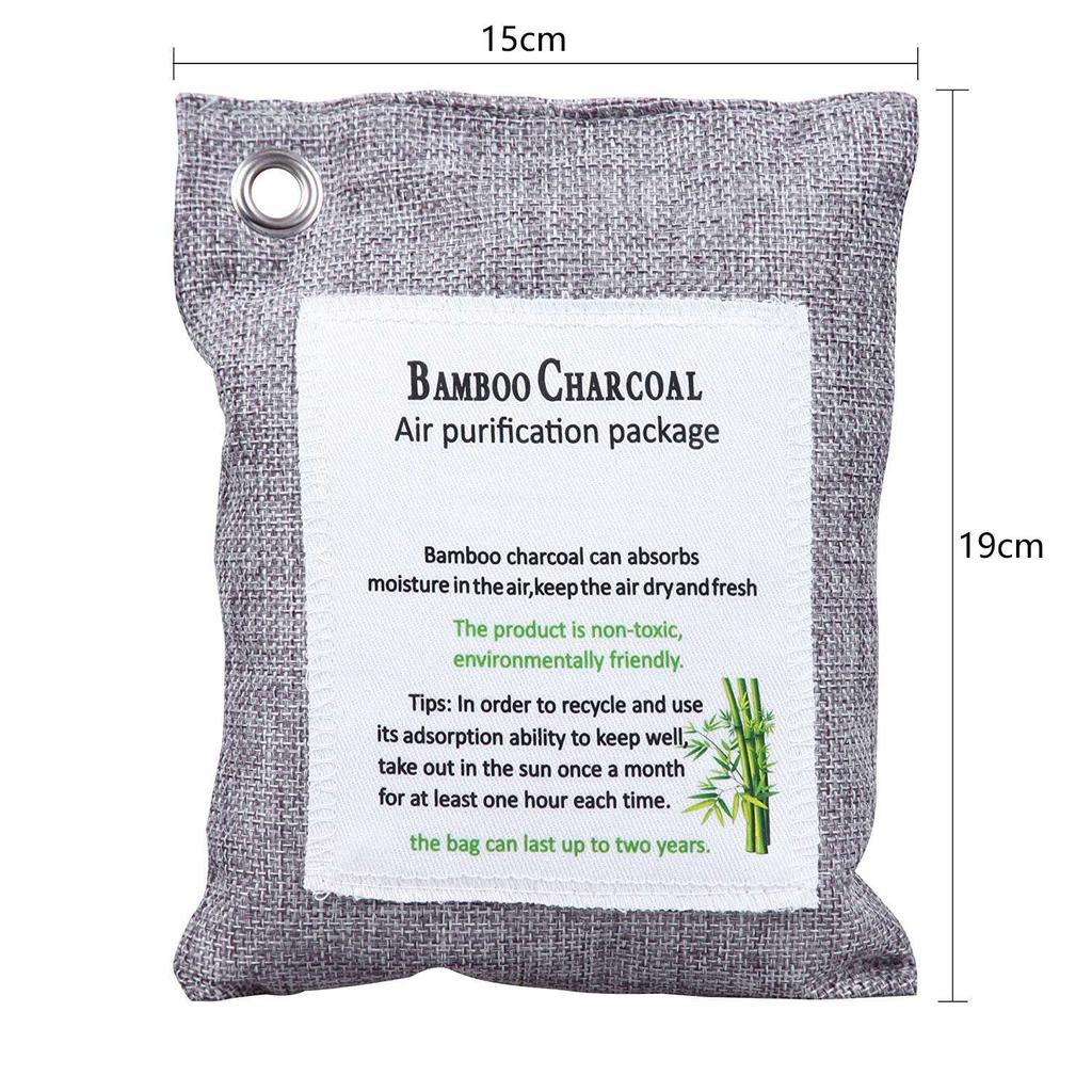 Versatile Activated Bamboo Charcoal Bag Odor Remover 200Gx4, Air Purifying Bags For Home, Car, Closet, Shoes
