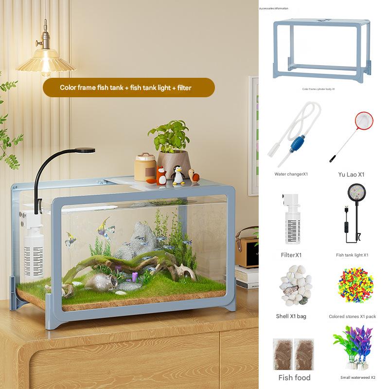 Aquarium créatif de petite taille pour poisson rouge et tortue avec paysage écologique et accessoires