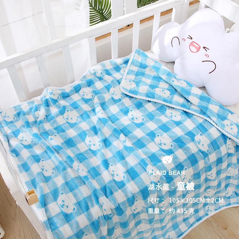 Towel New Jacquard Coral Fleece Bear Plaid Bath Towel Household Adult Children Soft Absorbent Bath Towel