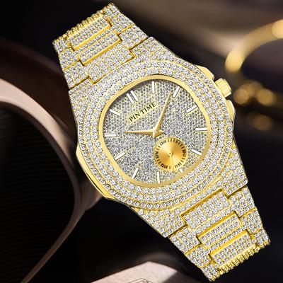 Luxus Volldiamantuhr für Männer Beliebte Silber Gold Iced Out Quarzuhren Mode Hip Hop Schmuck Uhr