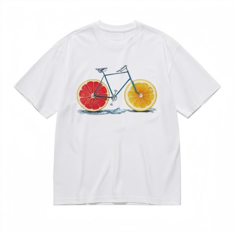 Women's Comfortable Classic T-Shirt Grapefruit Lemon Bike Wheels Art Tee White