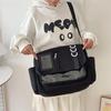 Y2K Clear Patch Canvas Crossbody Messenger Bag Multi Pocket Shoulder Bag Casual Daily School Work Satchel Handbag for Teen Girls