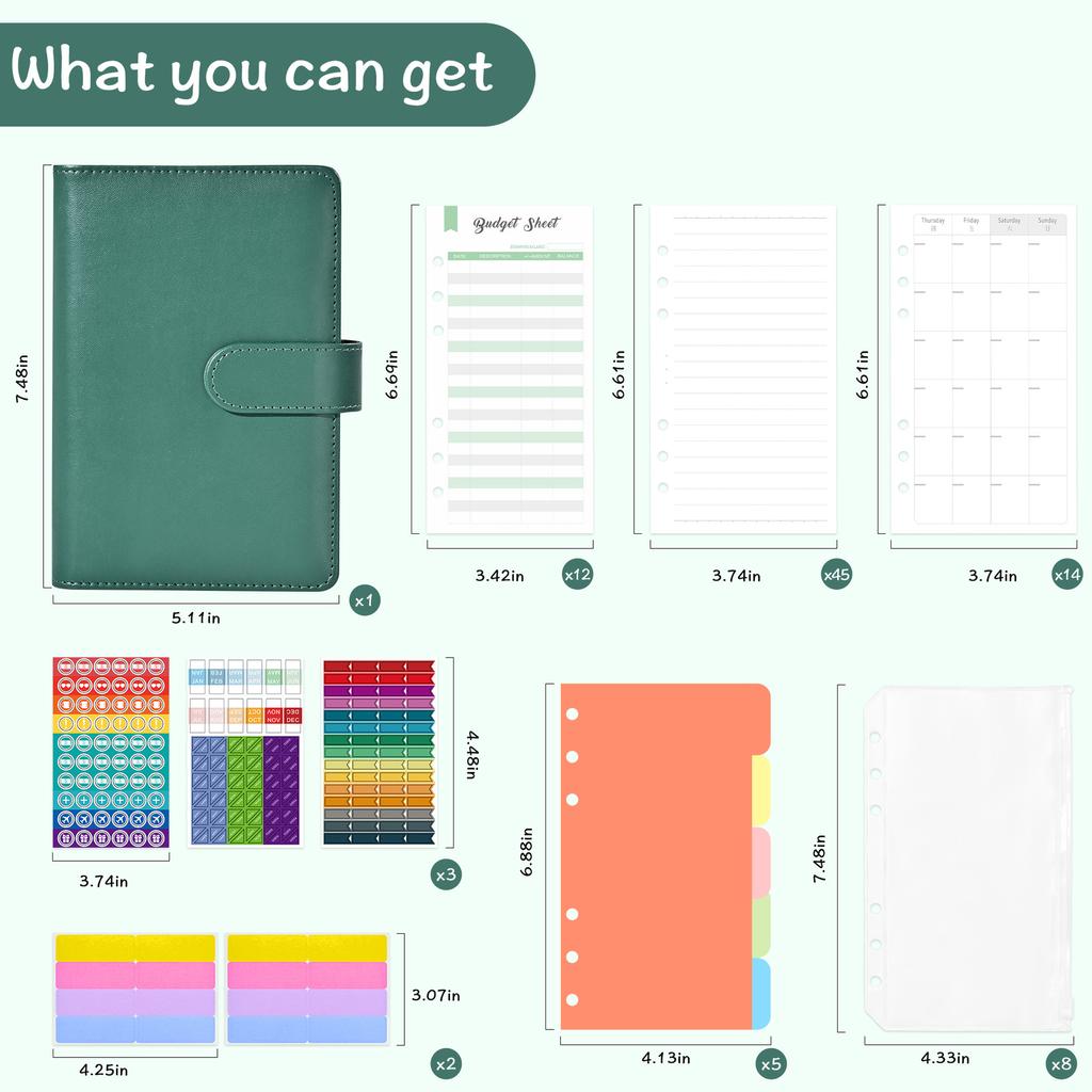 Custom Six Ring Budgeting Binder Notebook Planner Cash Savings Binders Wallet A6 Budget Binder With Cash Envelopes