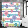 Colorful Striped Flower Shower Curtain, Bathroom Decorative Shower Curtain, Waterproof Shower Curtain with Hooks