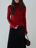 Koreanischer Stil Schwarzer texturierter High-Waist figurbetonter A-Linien-Strick-Midirock für Damen