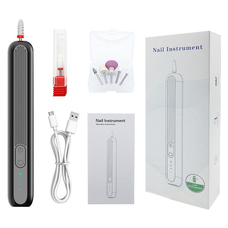 Electric Nail File & Polisher with Base Display - Pen-Style Manicure Grinding & Exfoliating Machine