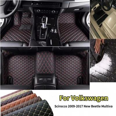 Car Floor Mats For Volkswagen Scirocco 2009-2017 New Beetle Multivan Flash Mat Leather Custom Foot Pads Automobile Carpet Cover