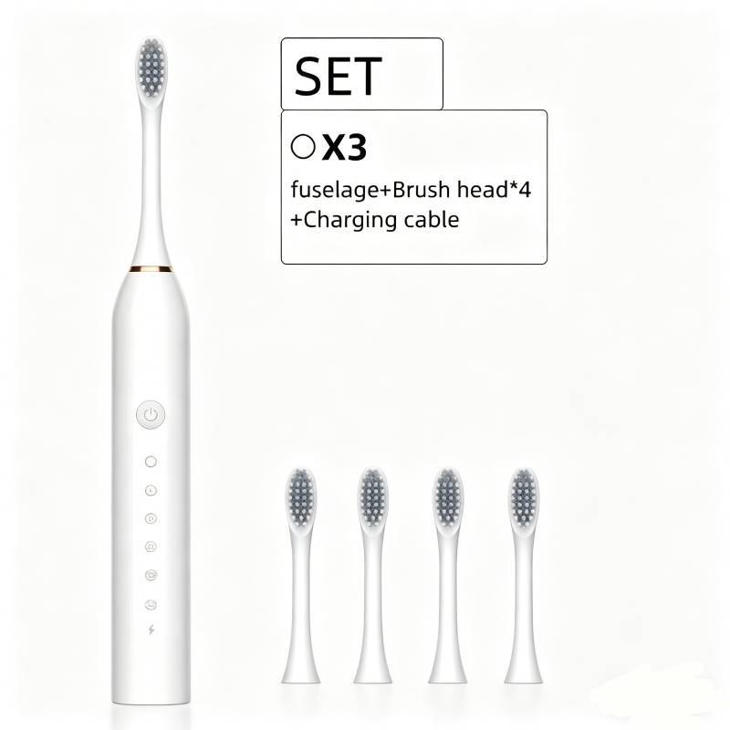Portable Electric Toothbrush Set For Adults With Soft Bristles And Multimode Functionality