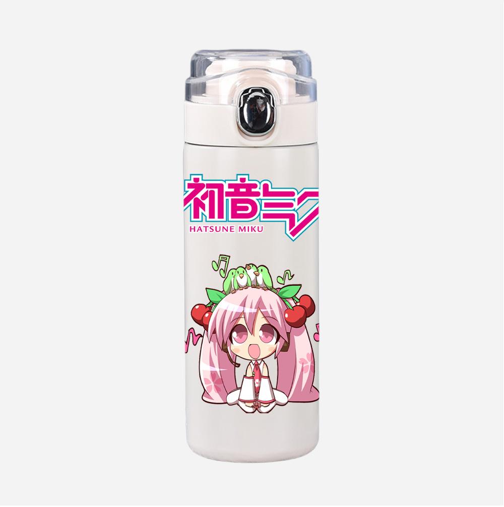 Tazza Termica Stampata Anime Hatsune Miku Portatile Acciaio Inossidabile 400ml Borraccia Anti-perdita Tazza da Campeggio Regalo