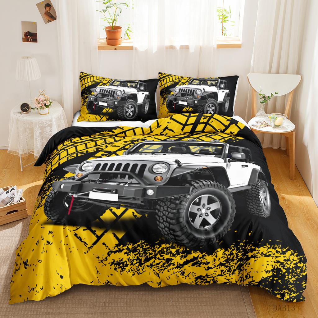 Off-Road Car Series 3D Digital Printing Kit Bedding Quilt Cover Pillowcase Three-Piece Set