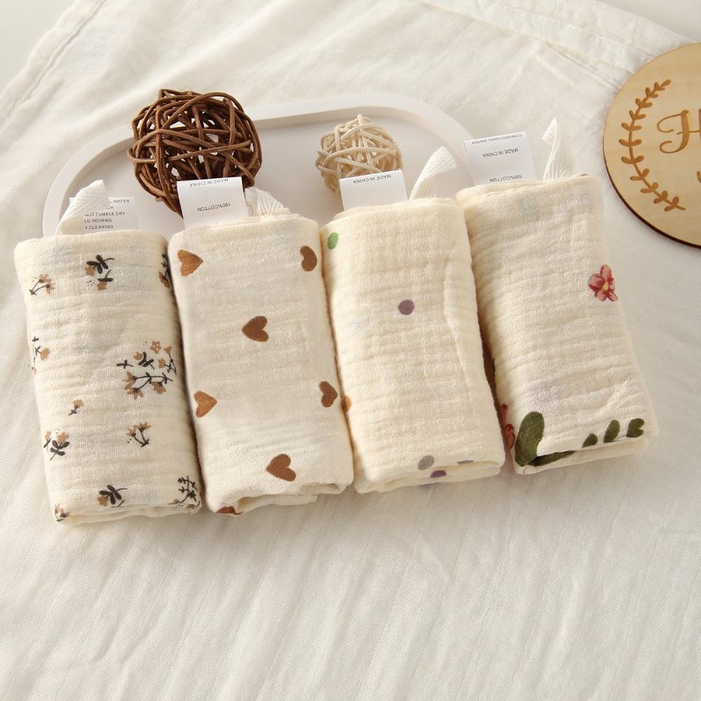New 4-Layer Pure Cotton Baby Cotton Washcloth Soft Absorbent Square Towels Gauze Cotton Baby Towels Newborn Burp Cloth