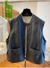 Leather Vest Jacket Women's Spring and Autumn Loose Sleeveless Vests  Waistcoat Tops Casual Women Coat