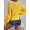 Solid Color Knitted Sweater Women's Round Neck Pullover Lantern Sleeve Top