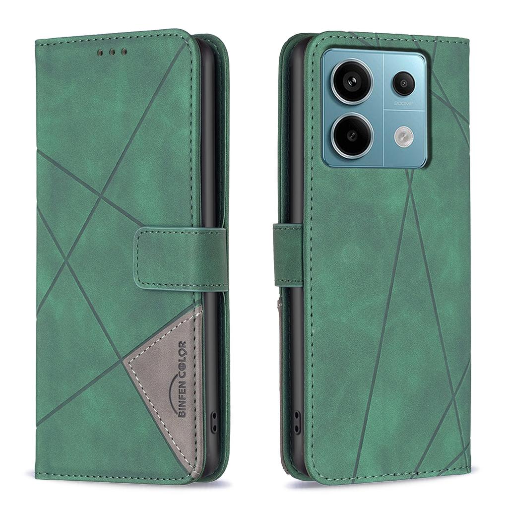 BINFEN COLOR For Xiaomi Redmi Note 13 Pro 5G/Poco X6 5G Phone Cases Wallet Stand Geometry Imprinted Leather Cover