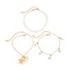 Salircon 3Pcs/Set Boho Bohemian Sea Starfish Conch Pendant Foot Chain Fashion Imitation Pearl Beaded Anklet Summer Beach Jewelry