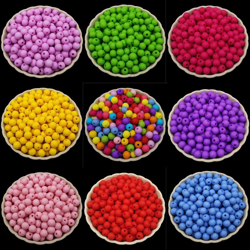 200Pcs 6mm Polychrome Solid Colored Acrylic Frosted Round Beads DIY Findings Jewelry Making Handmade Material Necklace Bracelet