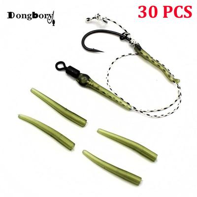 30 PEZZI Accessori Pesca Carpfishing Manicotto Anti-Groviglio Mini Gomma Realizzazione Montature Carpfishing Connetti con Amo 24mm Minuteria Terminale