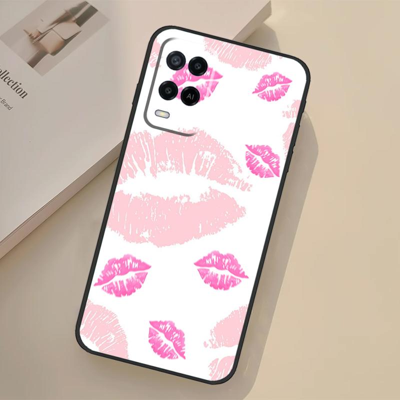 Lipstick Pink Kiss Case For Oppo A5 Pro A15 A17 A57 A77 A18 A38 A58 A78 A98 A96 A76 A16 A94 A74 A54 A40 A60 A80