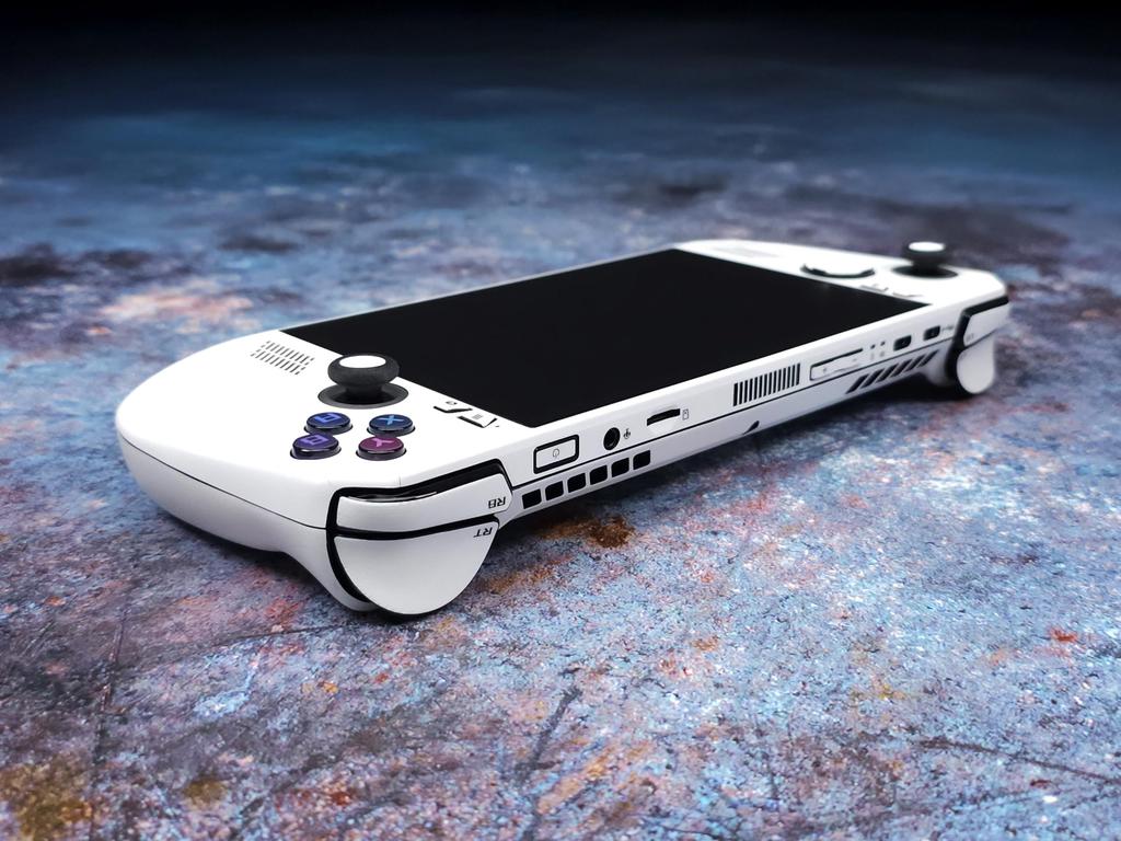 Rog Ally X Matte Skin, White Edition, a full-wrap matte vinyl skin for Rog Ally X (designed by POP SKIN)