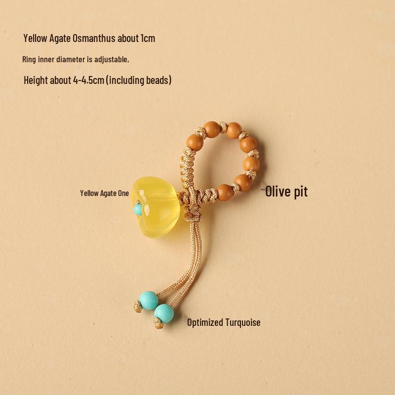 Agate Turquoise Pendant: Lotus Seed Pod & Persimmon Charm with Buddha Beads and Teardrop Running Ring.