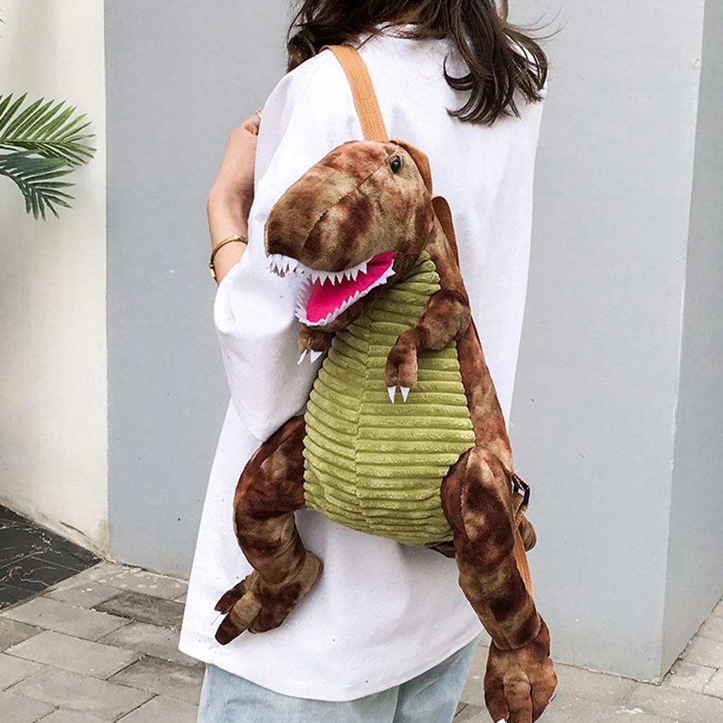 Kids Dinosaur Backpack Cartoon 3D Dinosaur Shape Soft Plush Kids Cute Animal Backpack for Travel School Camping