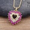 Charm Heart-Shaped Crystal Pendant Necklace Women's Fashion Copper Jewelry Gold Rhinestone Necklace Jewelry Party Gifts