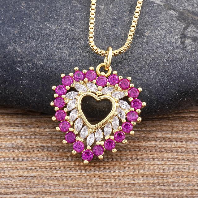 Charm Heart-Shaped Crystal Pendant Necklace Women's Fashion Copper Jewelry Gold Rhinestone Necklace Jewelry Party Gifts