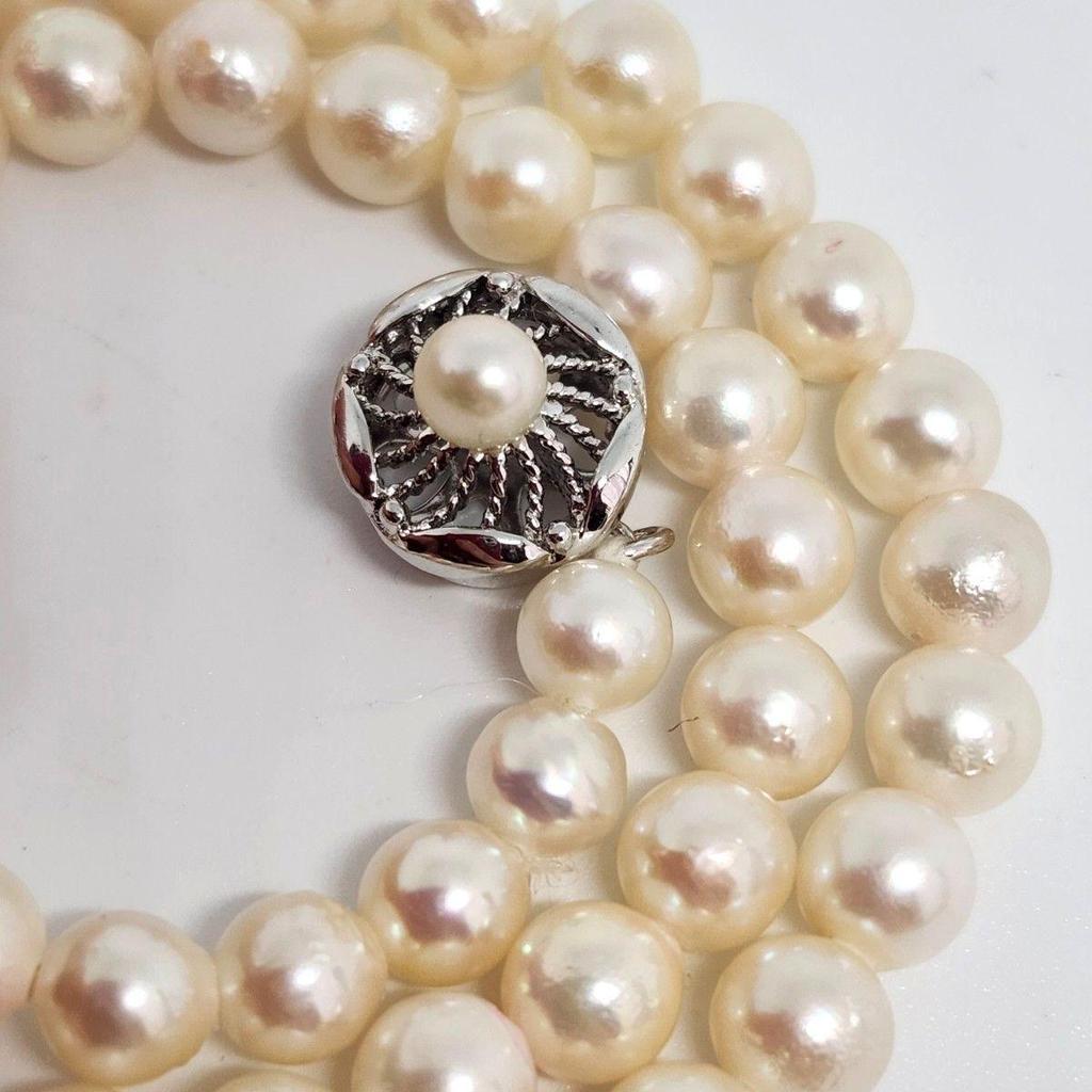 Used Genuine Pearl Necklace Necklace Perl School Mama Ladies Accessories White Silver Metal Fittings Real White