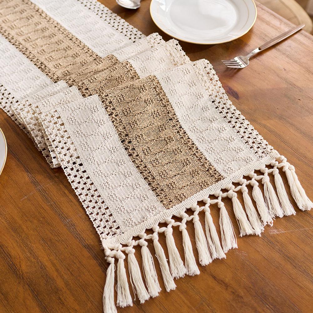 30cm W Boho Farmhouse Woven Table Runner Rustic Washable Table Runner with Tassels Elegant Table Decor for Fall Home Dining Room Wedding Holiday Party