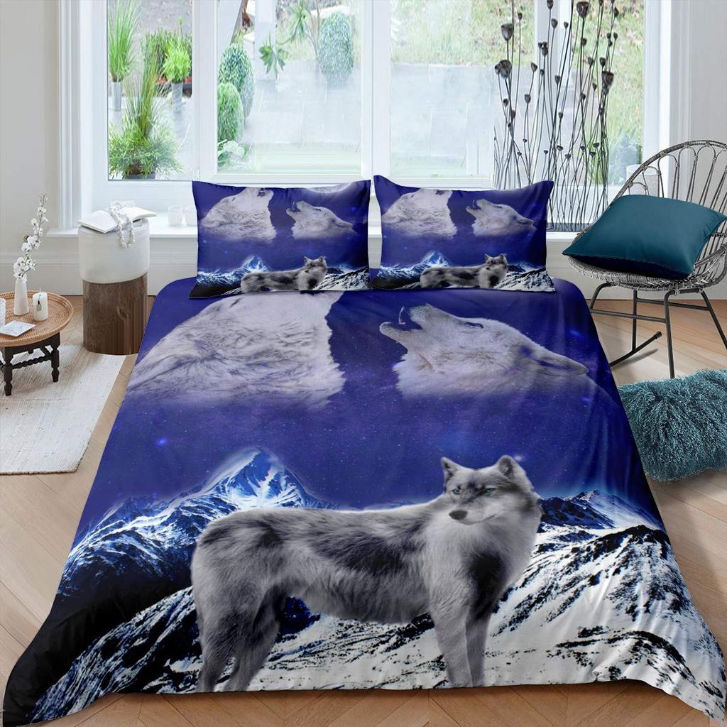 Galaxy Cat Duvet Cover Set Microfiber Universe Galaxy Bedding Set Cute Kitten Comforter Cover Outer Space Planets Quilt Cover