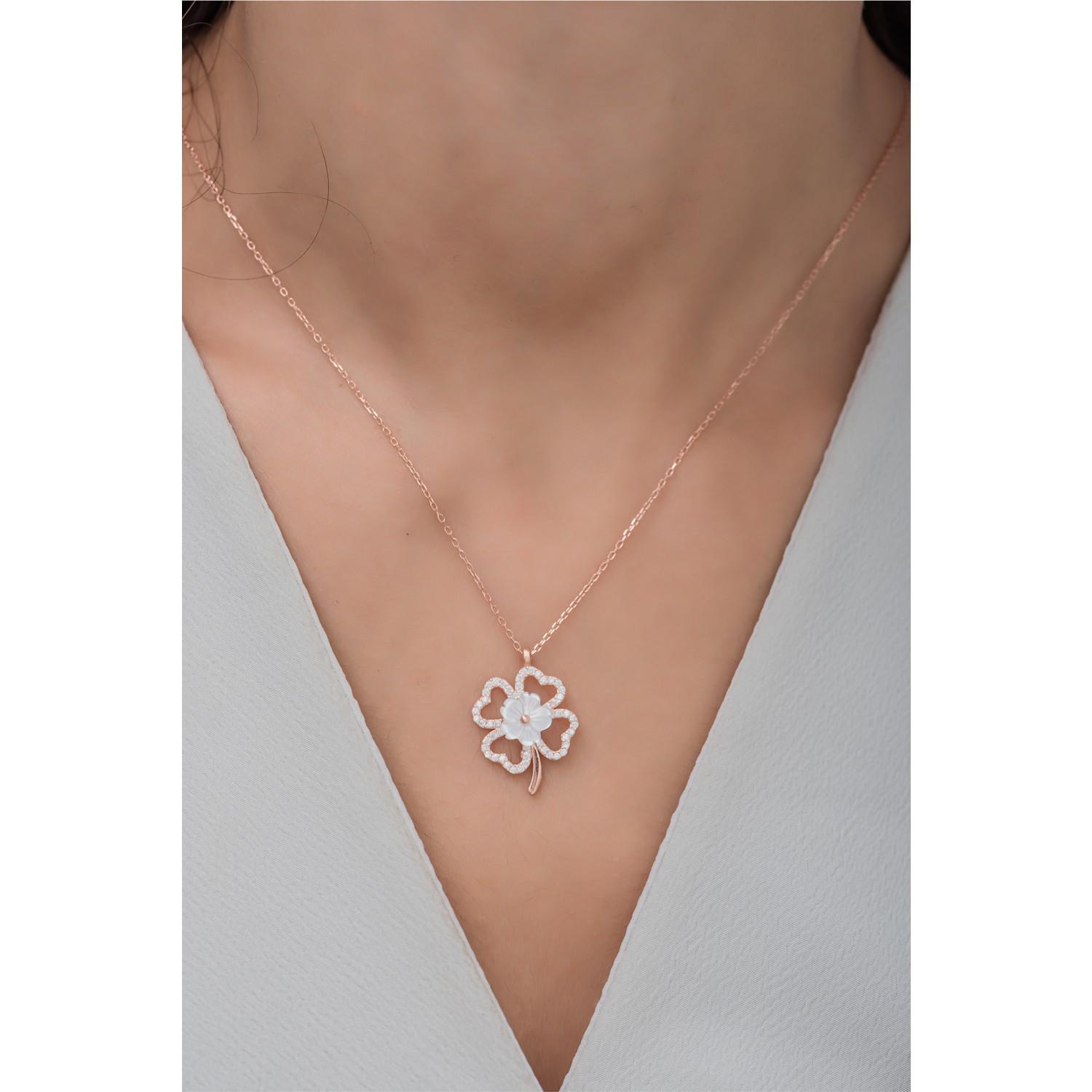 

925 стерлингового серебра Rose Clover Model Magnolia Flower Ожерелье