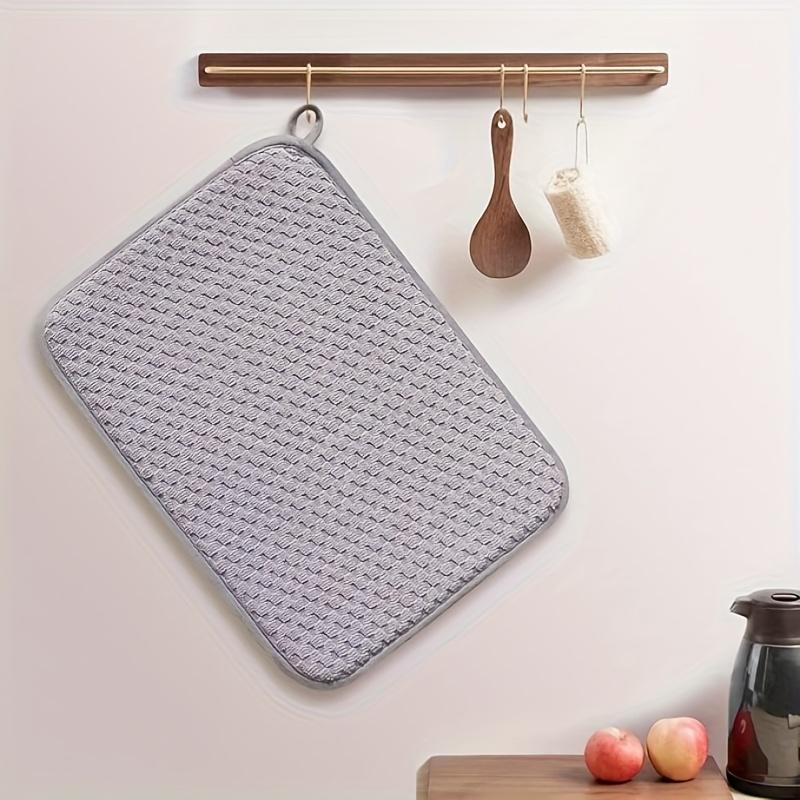 1pc Dish Drying Mat Microfiber Absorbent Table Placemat Non-Slip Heat Resistant Drain Pad Cabinet Drying Mats Kitchen Bathroom Mats