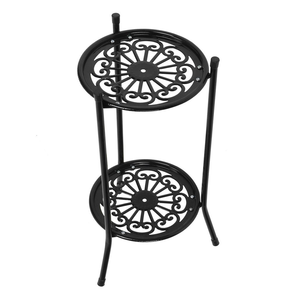 Plantestativ i metall i 2 etasjer Blomsterpotteholder Display Hyllestativ Hjemmedekorasjon Hagetilbehør