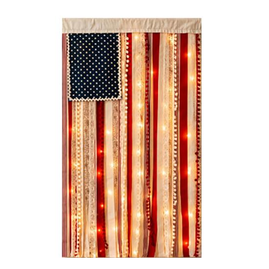

Wall Hanging Flag American Decorative with LED Flag Banner Lights Vintage Style B