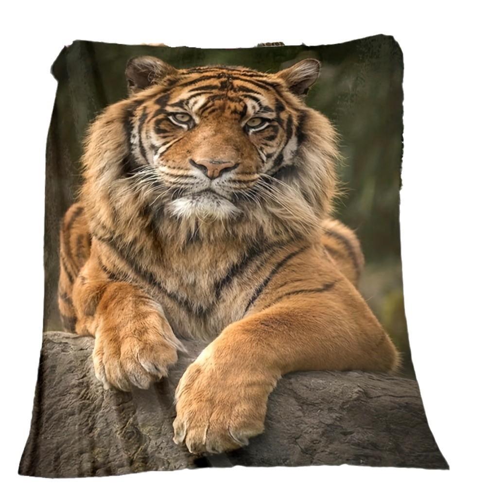 Tiger Print Flannel Blanket Comfortable Soft Flannel Blanket Animal 3D High Definition Print Home Blanket