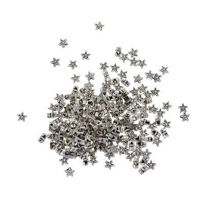 100 adet çinko alaşımı ara parça boncuk yıldız antika gümüş DIY takı 6mm 1mm delik