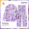 Fashion Flower Spring and Autumn Mom Loose Large Size Homewear Casual Imitation Cotton Long Sleeve Pajamas Two-piece Set Real Shot
