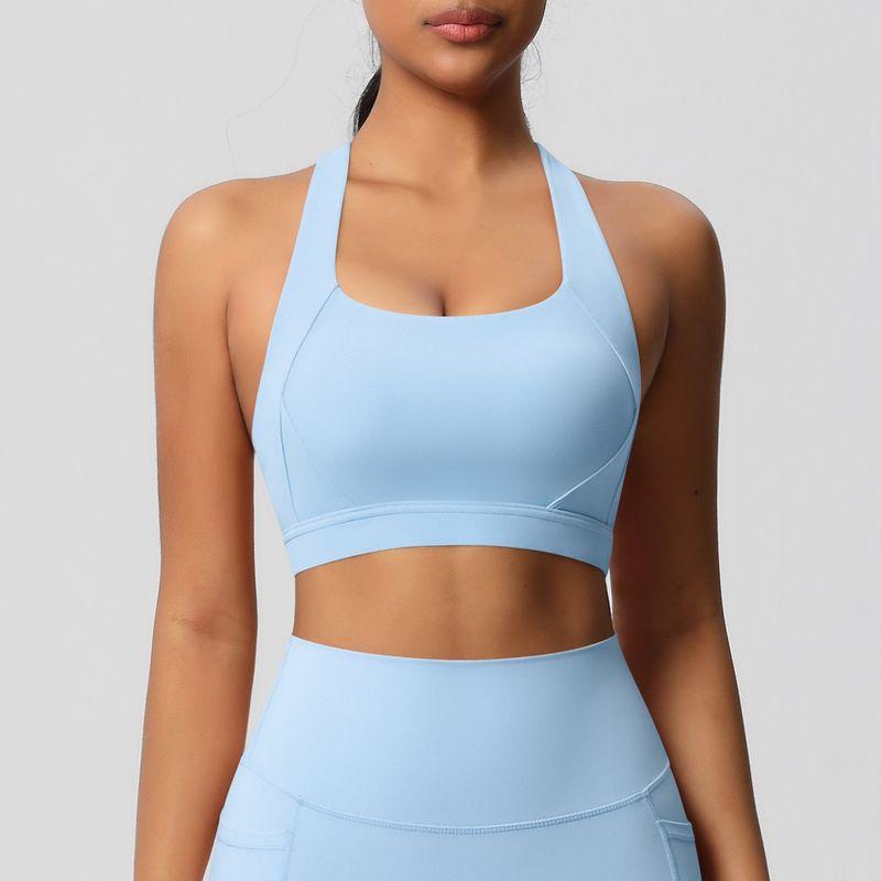 Nude Feel Brushed Yoga Bra Women's High Strength Shockproof Push-up Running Exercise Underwear Beauty Back Cross Fitness Vest
