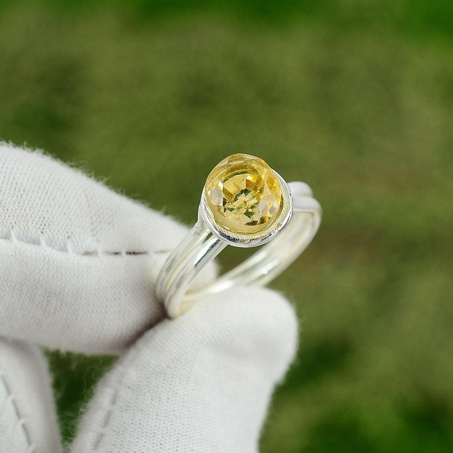 Friendship Day Deal Round Natural Citrine 925 Silver New Multi Stone Ring Size 6 6