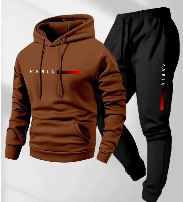 2025 Men's Pullover Hoodie and Jogger Set with Printed Logo