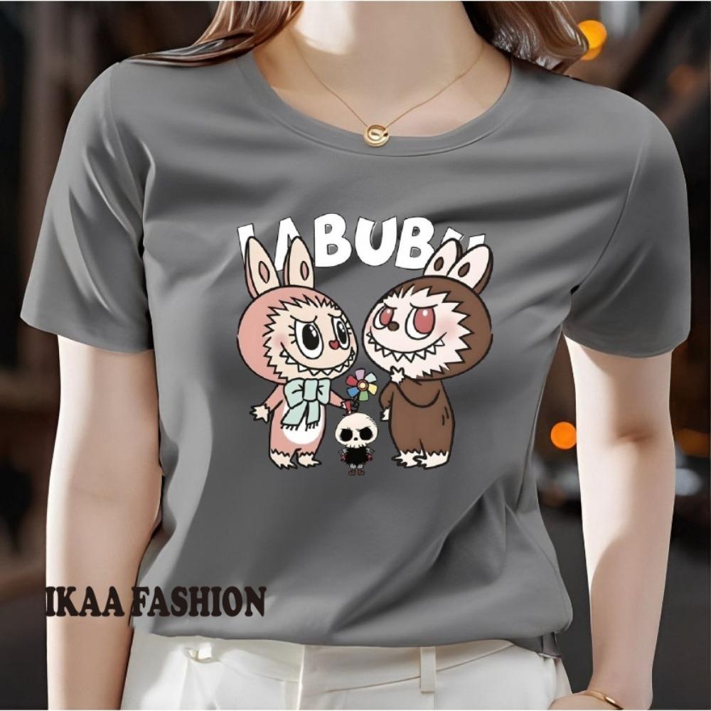 Women's printed T-shirt casual short sleeved T-shirt comfortable round neck, soft and cute T-shirt top